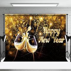 Lofaris Golden Night Champagne Glass Happy New Year Backdrop