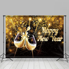 Lofaris Golden Night Champagne Glass Happy New Year Backdrop