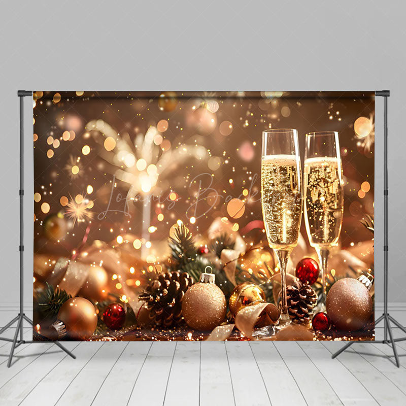 Lofaris Golden Ornaments Beer New Year Bokeh Backdrop