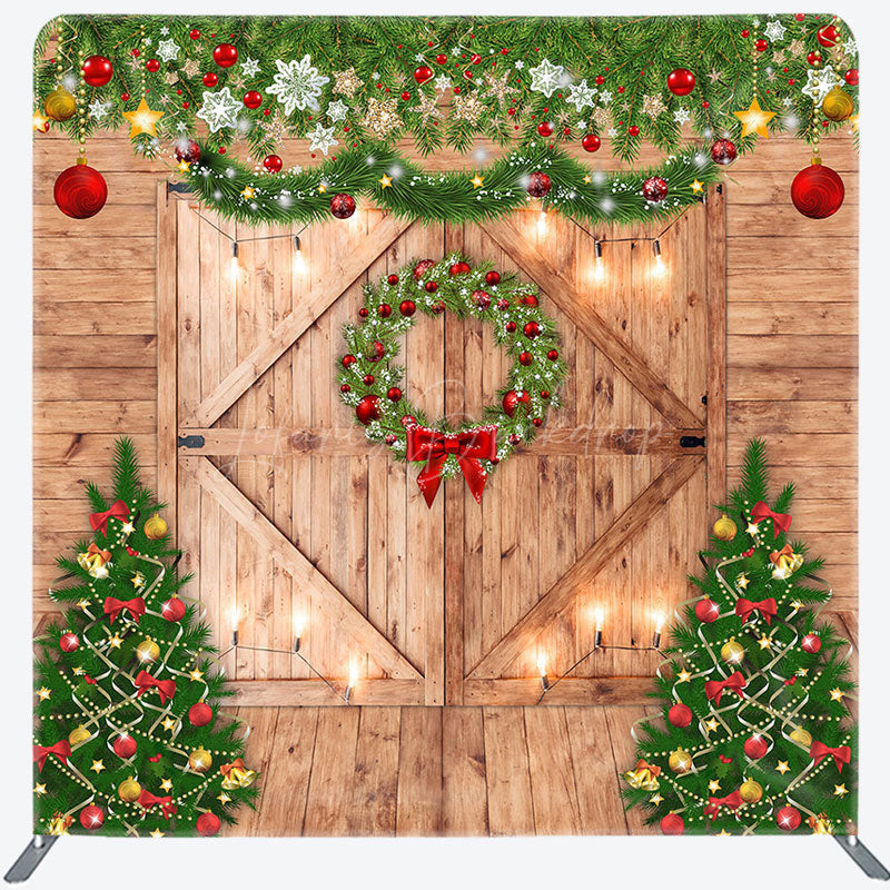 Lofaris Golden Stars Wood Double-Sided Square Xmas Backdrop