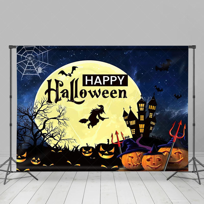 Lofaris Gothic Castle Pumpkin Lanterns Halloween Backdrop