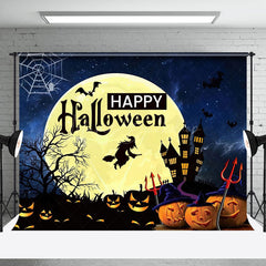 Lofaris Gothic Castle Pumpkin Lanterns Halloween Backdrop