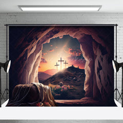 Lofaris Grave Scene Sunrise Cross Rebirth Easter Backdrop