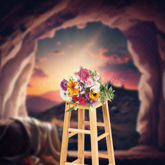 Lofaris Grave Scene Sunrise Cross Rebirth Easter Backdrop