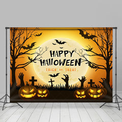 Lofaris Grave Tentacles Pumpkin Happy Halloween Backdrop