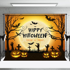 Lofaris Grave Tentacles Pumpkin Happy Halloween Backdrop