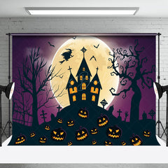 Lofaris Grave Witch House Moon Pumpkin Halloween Backdrop