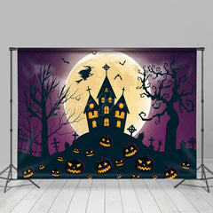 Lofaris Grave Witch House Moon Pumpkin Halloween Backdrop