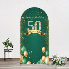 Lofaris Green Balloons Sparkle 50th Birthday Arch Backdrop