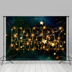 Lofaris Green Black Starry Sky Sparkle Gold New Year Backdrop