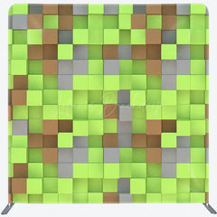 Lofaris Green Brown Pixel Game Square Double-Sided Backdrop