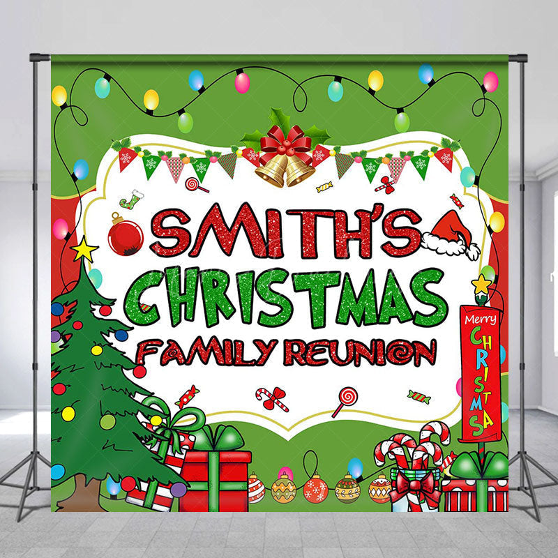 Lofaris Green Christmas Vibe Custom Family Reunion Backdrop