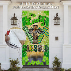 Lofaris Green Clover Cross Blessed St Patricks Day Door Cover