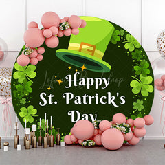 Lofaris Green Clover Hat Round St Patricks Day Backdrop