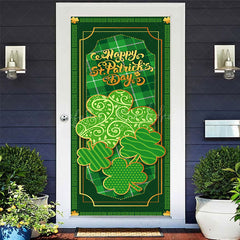 Lofaris Green Clover Print Happy St Patricks Day Door Cover