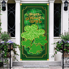 Lofaris Green Clover Print Happy St Patricks Day Door Cover