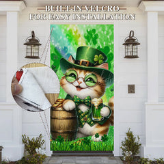 Lofaris Green Clover Smile Cats St Patricks Day Door Cover