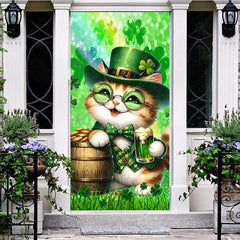 Lofaris Green Clover Smile Cats St Patricks Day Door Cover