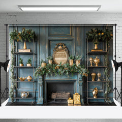 Lofaris Green Cozy Fireplace Christmas Photography Backdrop