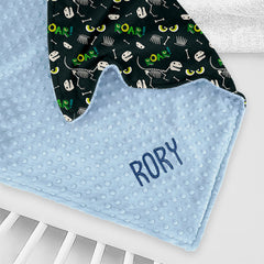 Lofaris Green Dinosaur Fossils Roar Boy Minky Baby Blanket