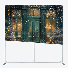 Lofaris Green Door Gift Winter Snowy Pillow Cover Backdrop