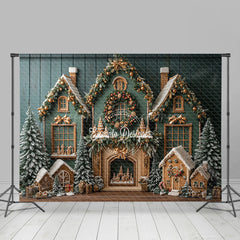 Lofaris Green Festive Christmas Fireplace Room Set Backdrop