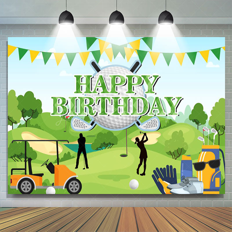 Lofaris Green Field Golf Sports Backdrop For Birthday Party