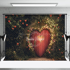 Lofaris Green Forest Heart Door Valentines Day Backdrop