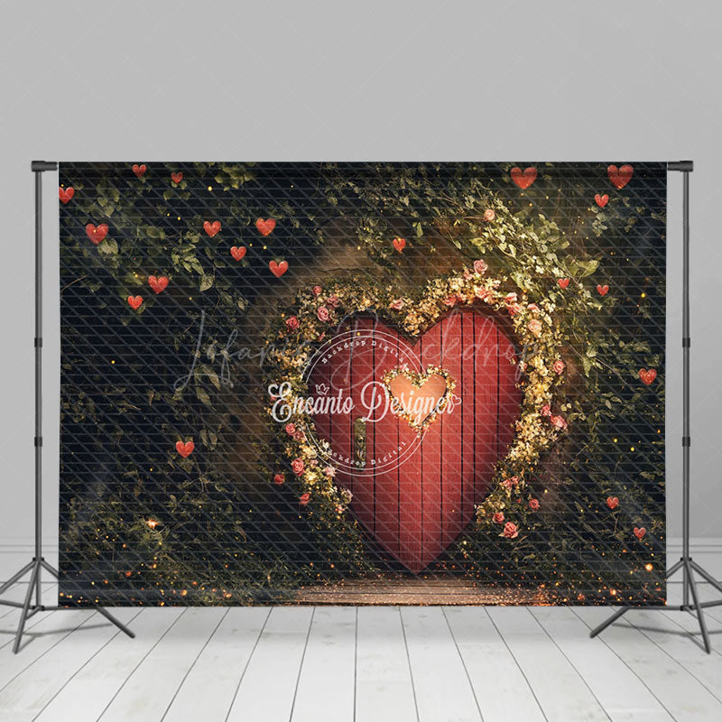 Lofaris Green Forest Heart Door Valentines Day Backdrop