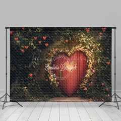 Lofaris Green Forest Heart Door Valentines Day Backdrop