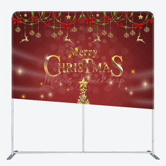 Lofaris Green Gifts Bowknot Xmas Double-Sided Square Backdrop