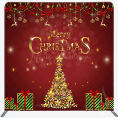 Lofaris Green Gifts Bowknot Xmas Double-Sided Square Backdrop