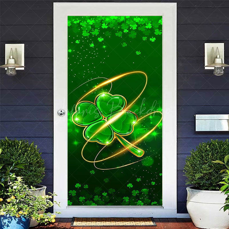 Lofaris Green Gold Clover Happy St Patricks Day Door Cover