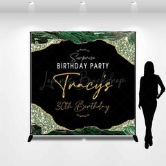 Lofaris Green Gold Marble Custom Name 30th Birthday Backdrop