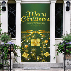 Lofaris Green Gold Merry Christmas Happy New Year Door Cover