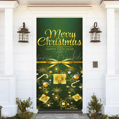 Lofaris Green Gold Merry Christmas Happy New Year Door Cover