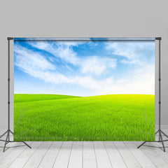 Lofaris Green Grassland And Blue Sky Photography Backdrop