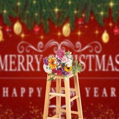 Lofaris Green Leaf Bell Red Festive Merry Christmas Backdrop