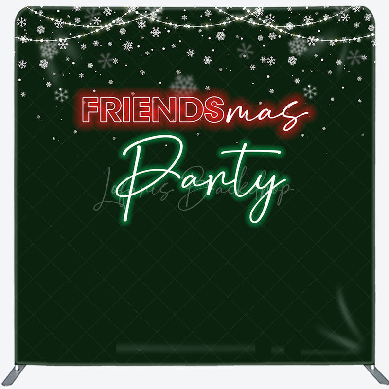 Lofaris Green Light Snow Friendsmas Tension Fabric Backdrop