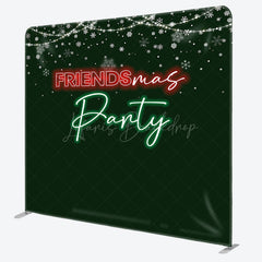 Lofaris Green Light Snow Friendsmas Tension Fabric Backdrop