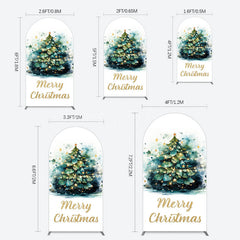 Lofaris Green Light Xmas Tree Merry Christmas Arch Backdrop