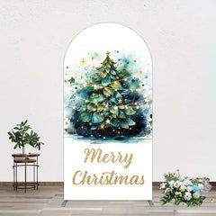 Lofaris Green Light Xmas Tree Merry Christmas Arch Backdrop