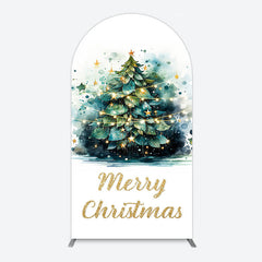 Lofaris Green Light Xmas Tree Merry Christmas Arch Backdrop