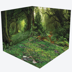 Lofaris Green Natural Forest Landscape Room Set Backdrop