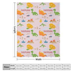 Lofaris Green Orange Dinosaur Custom Name Blanket For Baby