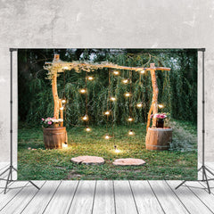 Lofaris Green Outdoor Lawn Lights Wood Stand Wedding Backdrop