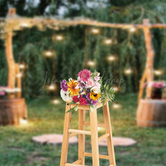 Lofaris Green Outdoor Lawn Lights Wood Stand Wedding Backdrop