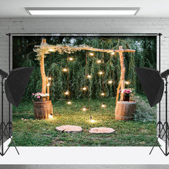 Lofaris Green Outdoor Lawn Lights Wood Stand Wedding Backdrop