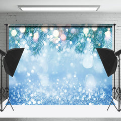 Lofaris Green Pine Leaves Blue Bokeh Merry Christmas Backdrop