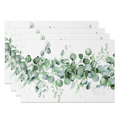 Lofaris Green Plant Leaves White Spring Set Of 4 Placemats